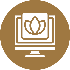 Computer with lotus flower logo