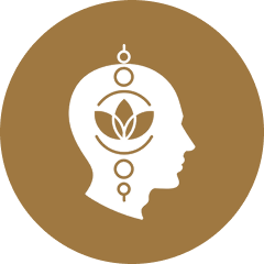 Silhouette with lotus and circular symbols