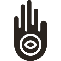 Hand with eye symbol design
