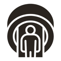 Silhouette of person within arch design